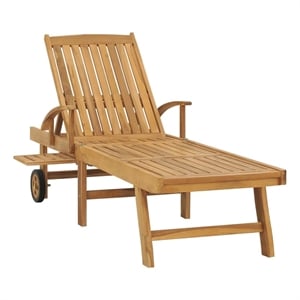vidaXL Solid Teak Wood & Galvanized Steel Sun Lounger in Natural Teak