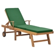 vidaXL Teak Wood Sun Lounger with Cushion in Green