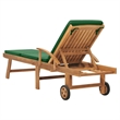 vidaXL Teak Wood Sun Lounger with Cushion in Green