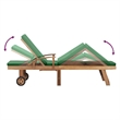 vidaXL Teak Wood Sun Lounger with Cushion in Green