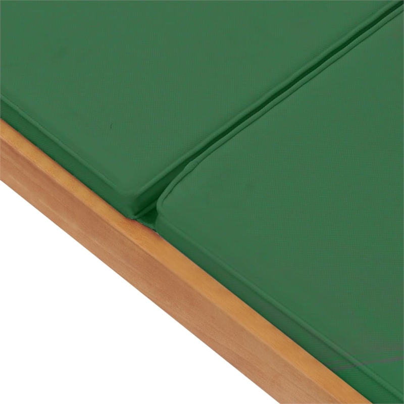 vidaXL Teak Wood Sun Lounger with Cushion in Green