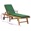vidaXL Teak Wood Sun Lounger with Cushion in Green