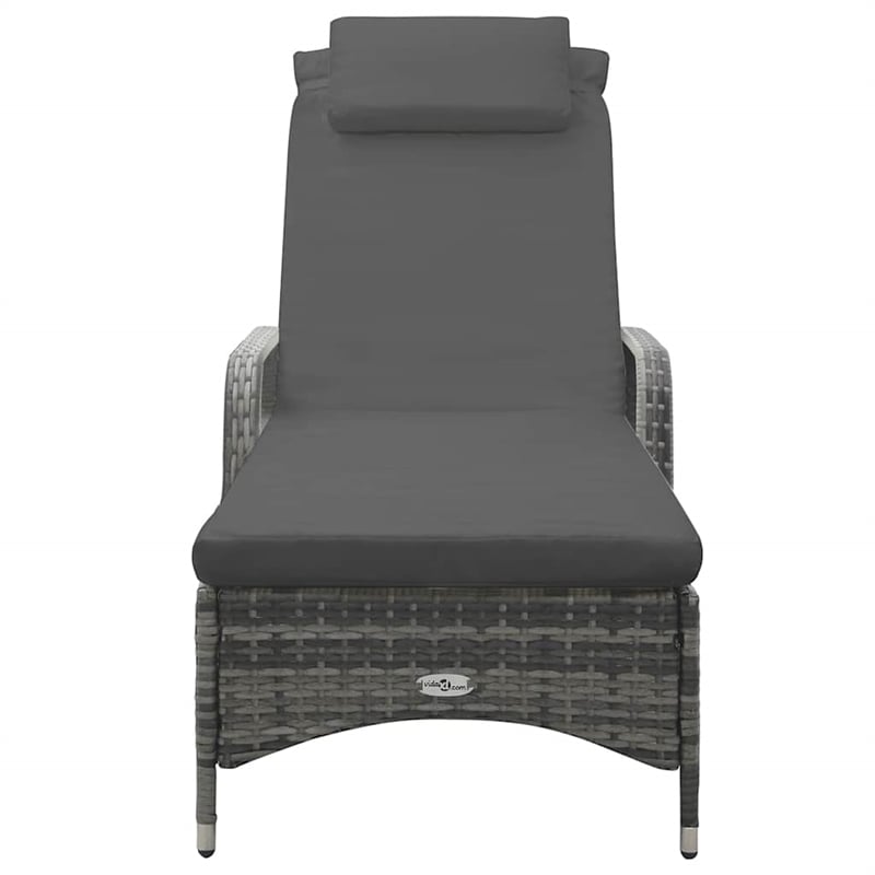 vidaXL Poly Rattan Sun Lounger Height-Adjustable in Dark Gray