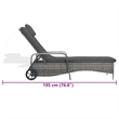 vidaXL Poly Rattan Sun Lounger Height-Adjustable in Dark Gray