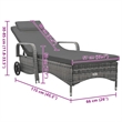 vidaXL Poly Rattan Sun Lounger Height-Adjustable in Dark Gray