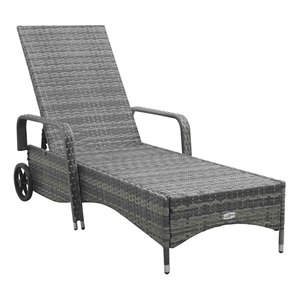 vidaXL Poly Rattan Sun Lounger Height-Adjustable in Dark Gray