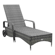 vidaXL Poly Rattan Sun Lounger Height-Adjustable in Dark Gray