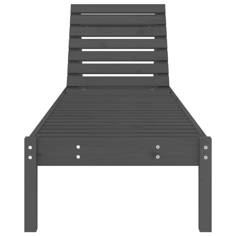 vidaXL Solid Pine Wood Sun Lounger Set of 2 Large in Gray