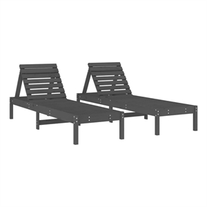 vidaXL Solid Pine Wood Sun Lounger Set of 2 Large in Gray