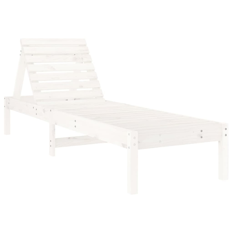 vidaXL Solid Pine Wood Sun Lounger Set of 2 Large in White