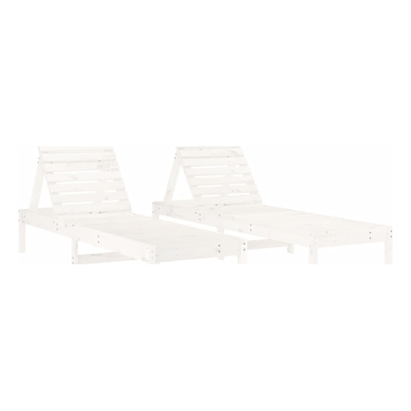 vidaXL Solid Pine Wood Sun Lounger Set of 2 Large in White