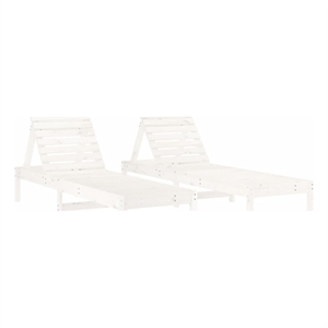 vidaXL Solid Pine Wood Sun Lounger Set of 2 Large in White
