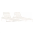 vidaXL Solid Pine Wood Sun Lounger Set of 2 Large in White
