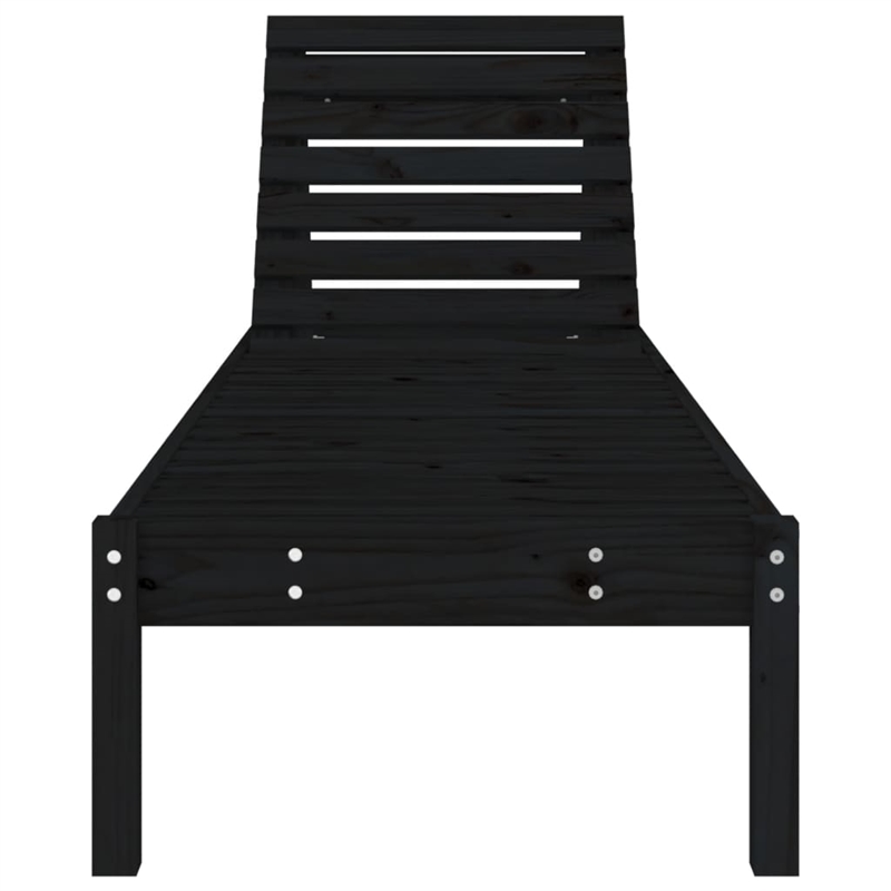 vidaXL Solid Pine Wood Sun Lounger Standard Adjustable Armrests in Black