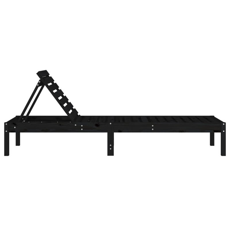 vidaXL Solid Pine Wood Sun Lounger Standard Adjustable Armrests in Black