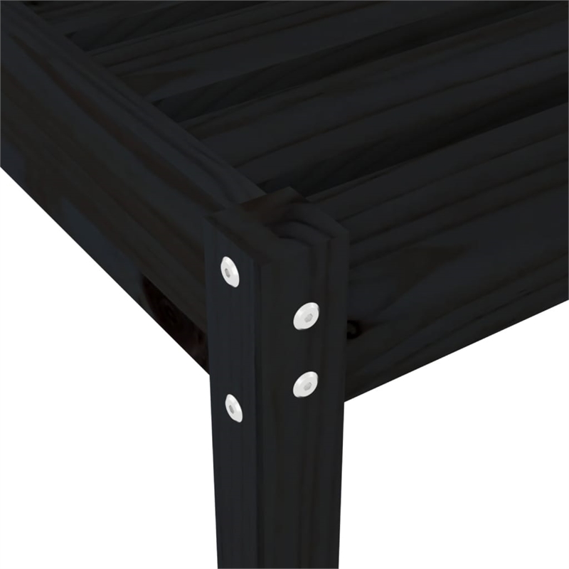 vidaXL Solid Pine Wood Sun Lounger Standard Adjustable Armrests in Black