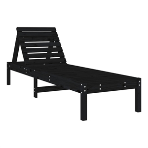 vidaXL Solid Pine Wood Sun Lounger Standard Adjustable Armrests in Black