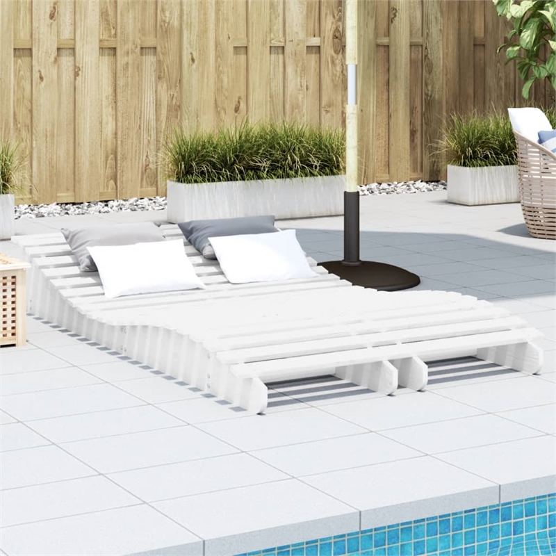 vidaXL Solid Pine Wood Sun Lounger Set of 2 in White