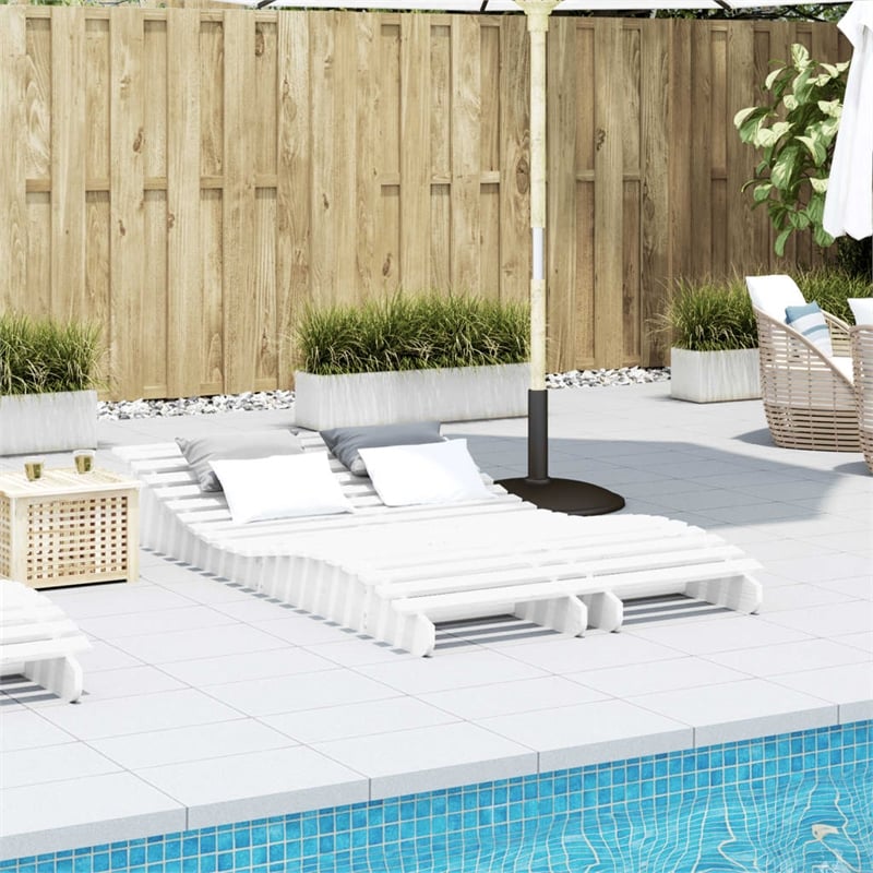 vidaXL Solid Pine Wood Sun Lounger Set of 2 in White