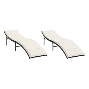 vidaXL PE Rattan & Powder-Coated Steel Sun Lounger in Black and Cream