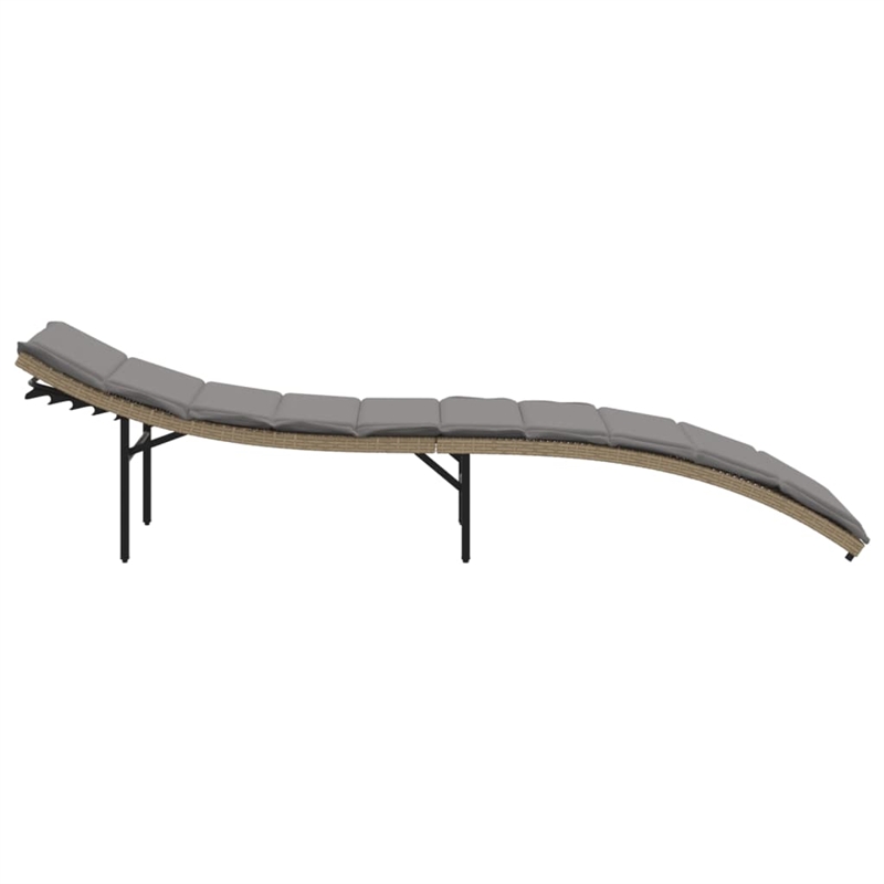 vidaXL Large PE Rattan & Powder-Coated Steel Sun Lounger in Beige