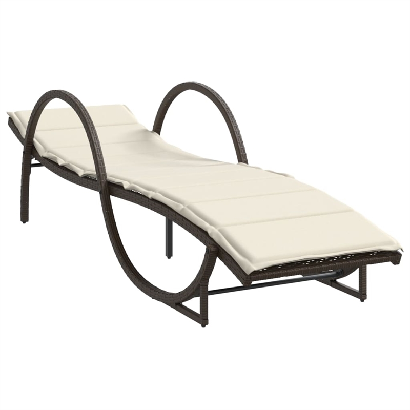 vidaXL Sun Lounger Standard Frame Sun Lounger in Brown and Cream White
