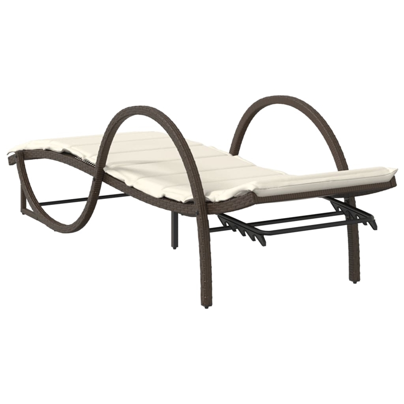 vidaXL Sun Lounger Standard Frame Sun Lounger in Brown and Cream White