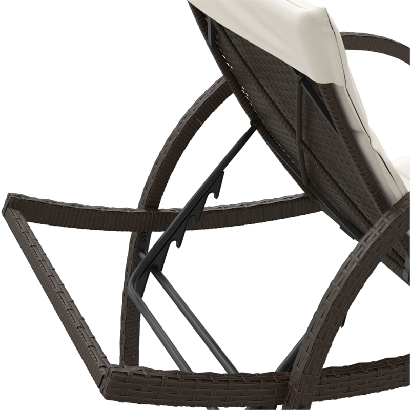 vidaXL Sun Lounger Standard Frame Sun Lounger in Brown and Cream White