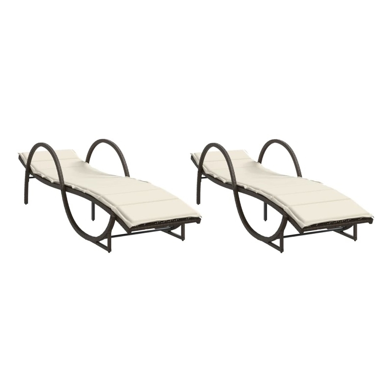vidaXL Sun Lounger Standard Frame Sun Lounger in Brown and Cream White