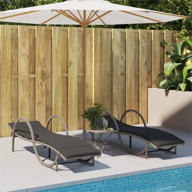 vidaXL PE Rattan and Powder-Coated Steel Single Sun Lounger in Light Gray