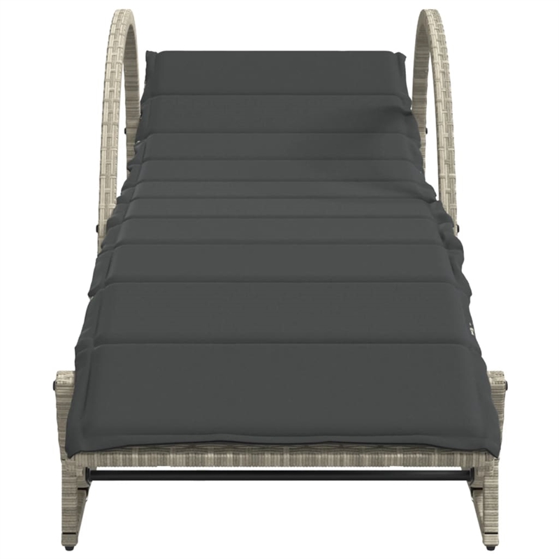 vidaXL PE Rattan and Powder-Coated Steel Single Sun Lounger in Light Gray