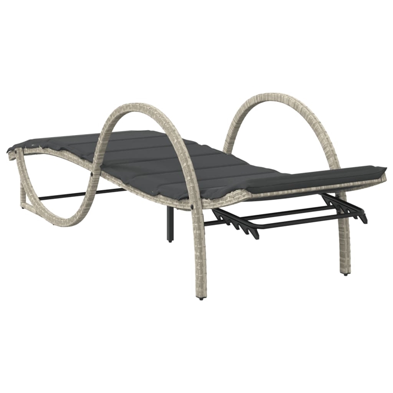 vidaXL PE Rattan and Powder-Coated Steel Single Sun Lounger in Light Gray