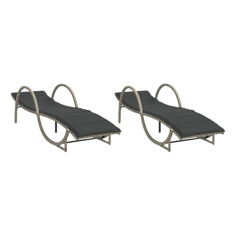 vidaXL PE Rattan and Powder-Coated Steel Single Sun Lounger in Light Gray