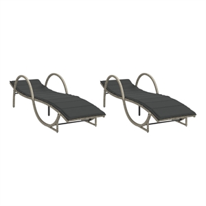 vidaXL PE Rattan and Powder-Coated Steel Single Sun Lounger in Light Gray
