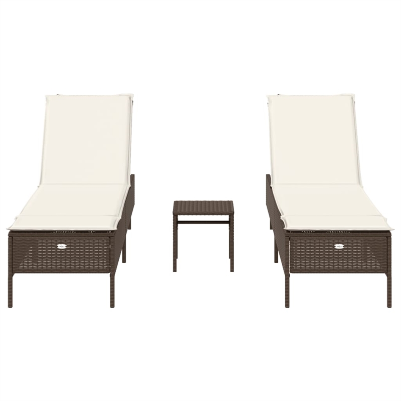 vidaXL PE Rattan Polyester & Foam Sun Lounger Set in Brown