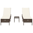 vidaXL PE Rattan Polyester & Foam Sun Lounger Set in Brown