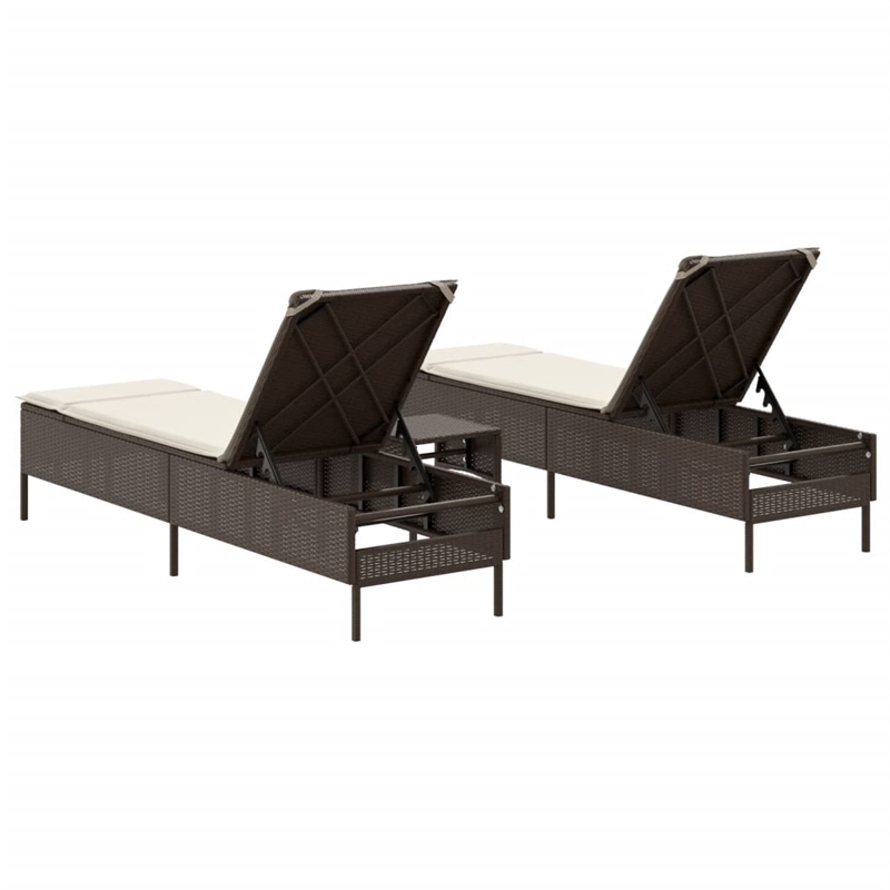 vidaXL PE Rattan Polyester & Foam Sun Lounger Set in Brown