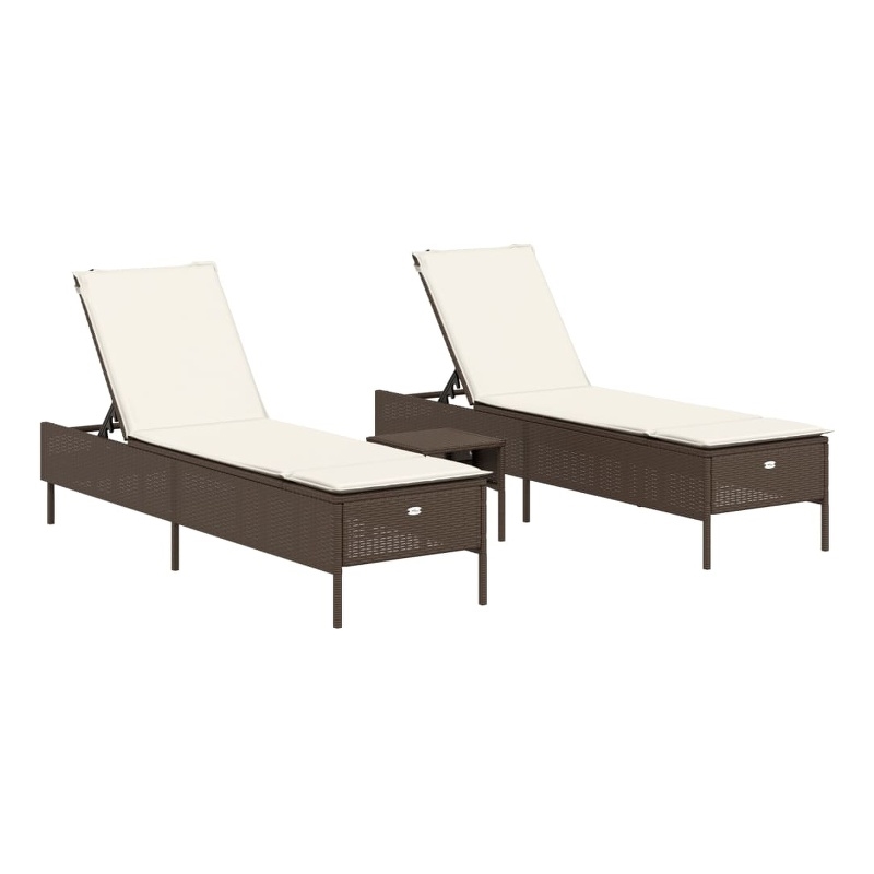 vidaXL PE Rattan Polyester & Foam Sun Lounger Set in Brown
