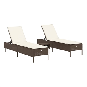 vidaXL PE Rattan Polyester & Foam Sun Lounger Set in Brown