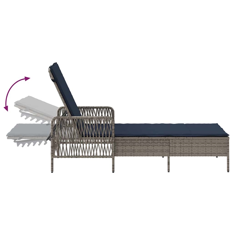 vidaXL Sun Lounger in Gray and Navy Blue