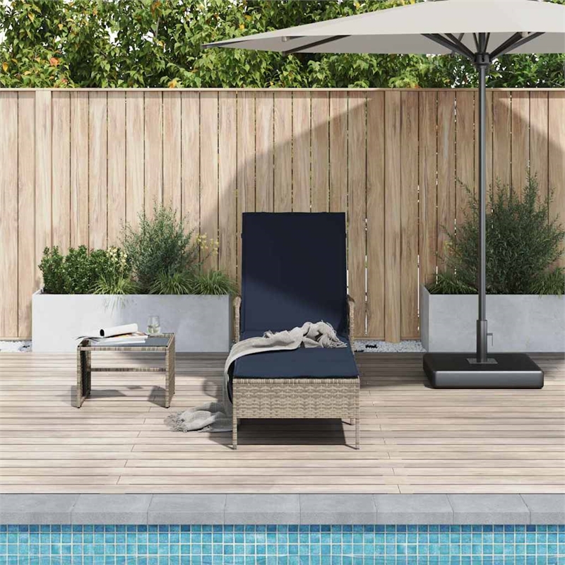 vidaXL Sun Lounger in Gray and Navy Blue