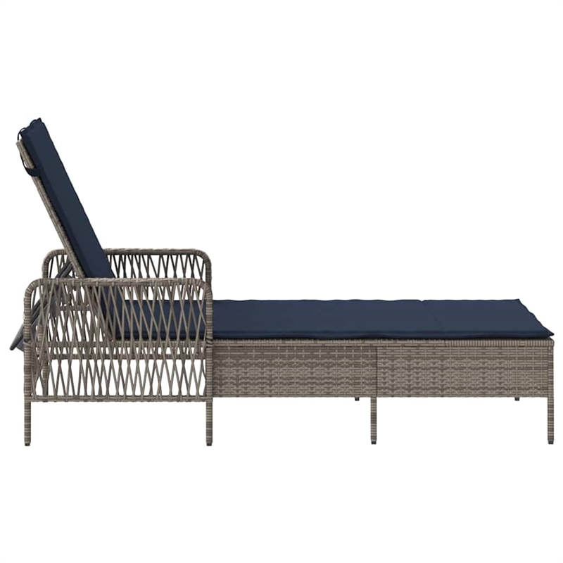 vidaXL Sun Lounger in Gray and Navy Blue