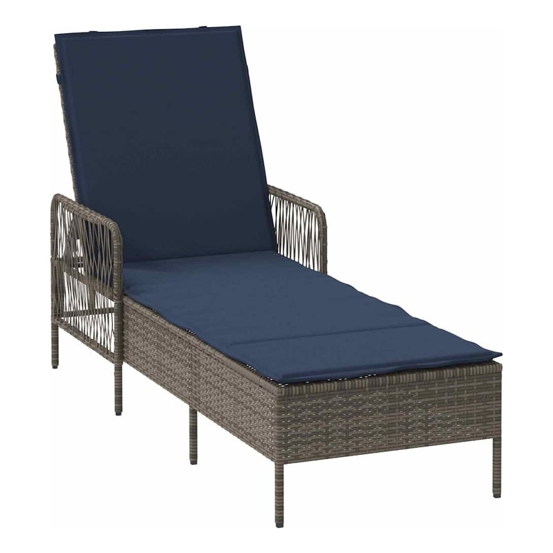 vidaXL Sun Lounger in Gray and Navy Blue