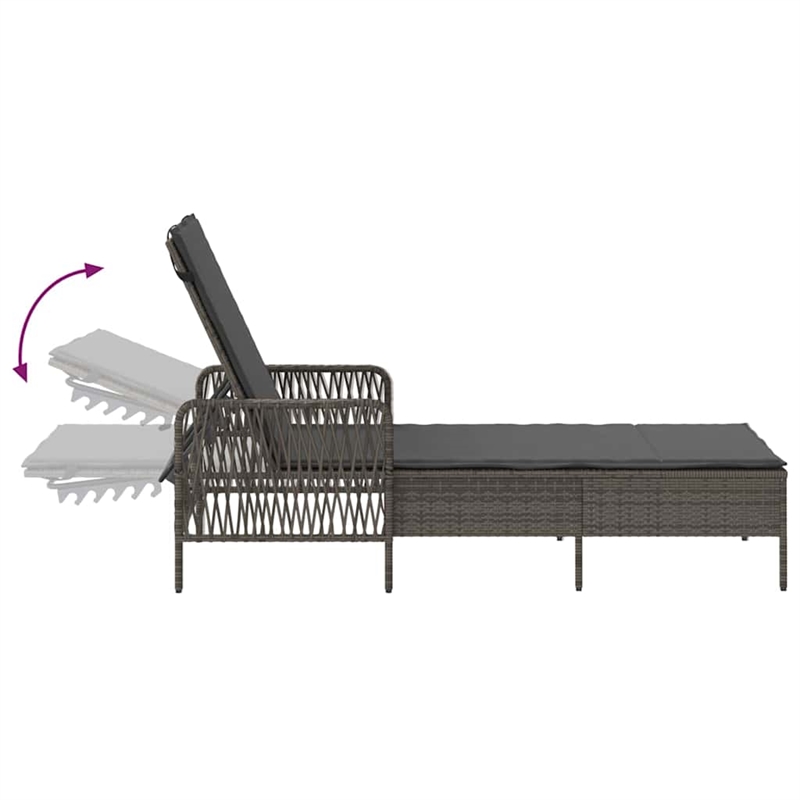 vidaXL Poly Rattan Reclining Sun Lounger in Gray and Dark Gray  (Set of 3)