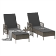 vidaXL Poly Rattan Reclining Sun Lounger in Gray and Dark Gray  (Set of 3)