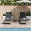 vidaXL Poly Rattan Reclining Sun Lounger in Gray and Dark Gray  (Set of 3)