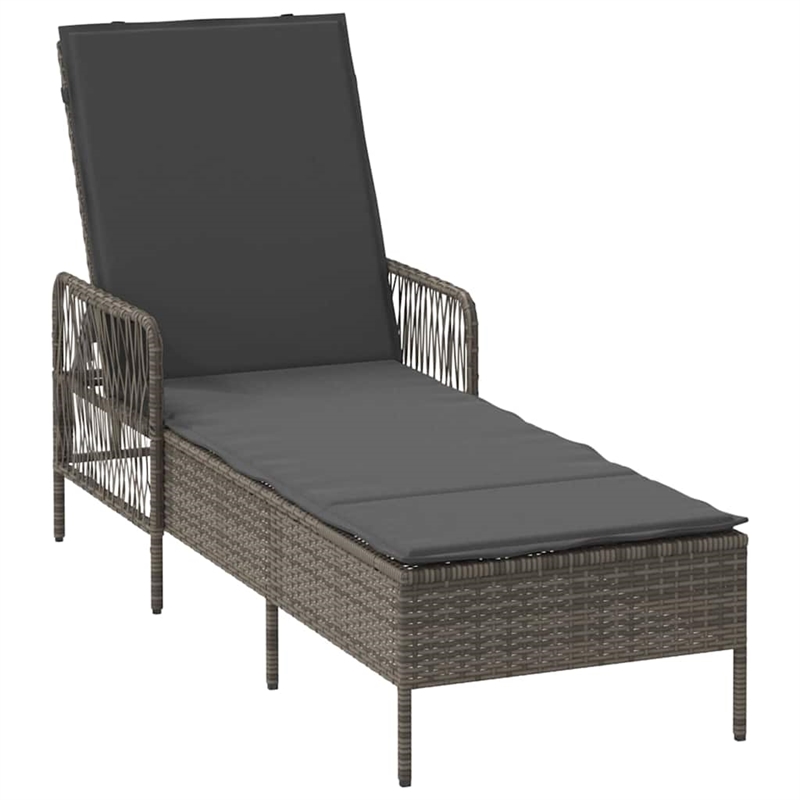vidaXL Poly Rattan Reclining Sun Lounger in Gray and Dark Gray  (Set of 3)