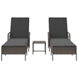 vidaXL Poly Rattan Reclining Sun Lounger in Gray and Dark Gray  (Set of 3)