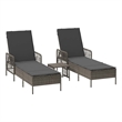 vidaXL Poly Rattan Reclining Sun Lounger in Gray and Dark Gray  (Set of 3)