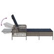 vidaXL Poly Rattan Reclining Sun Lounger in Gray and Navy Blue  (Set of 3)